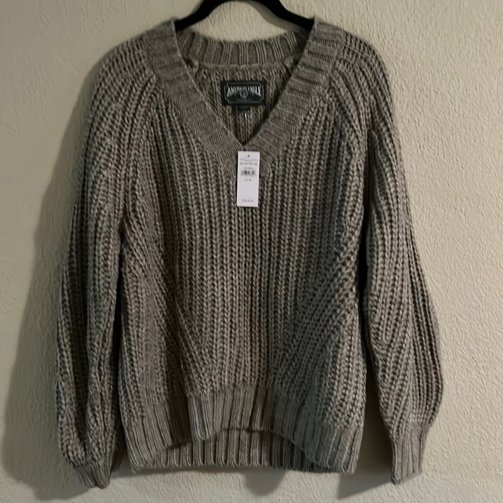 American Eagle Chunky Knit V Neck Sweater